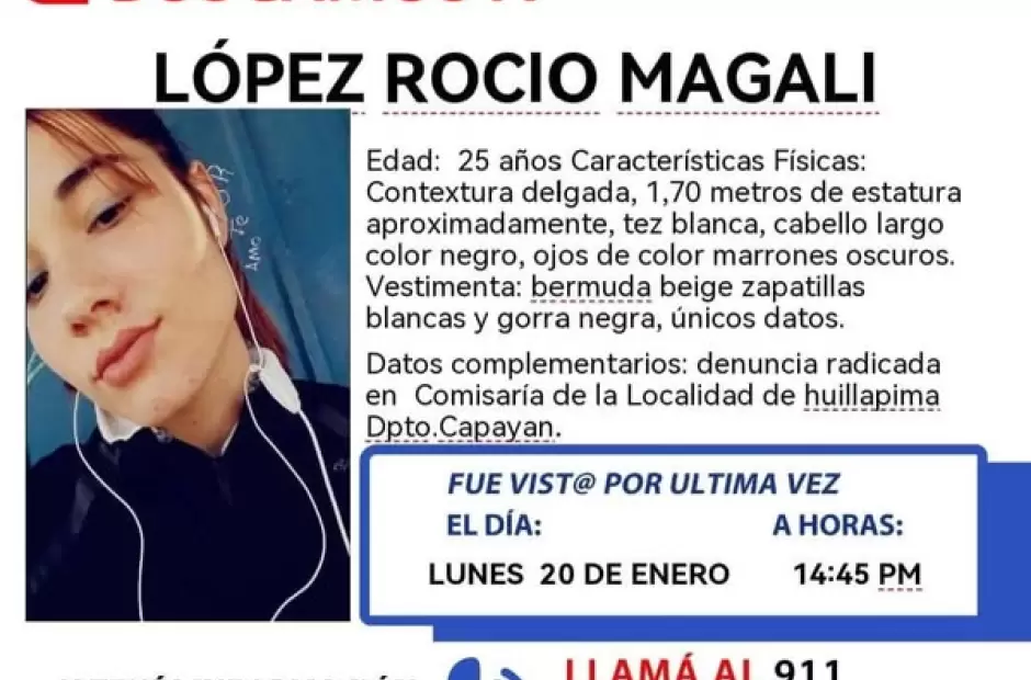 Intensa búsqueda de Roció Magali López